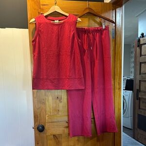 Red Sleeveless Top and Pants Lounge Set